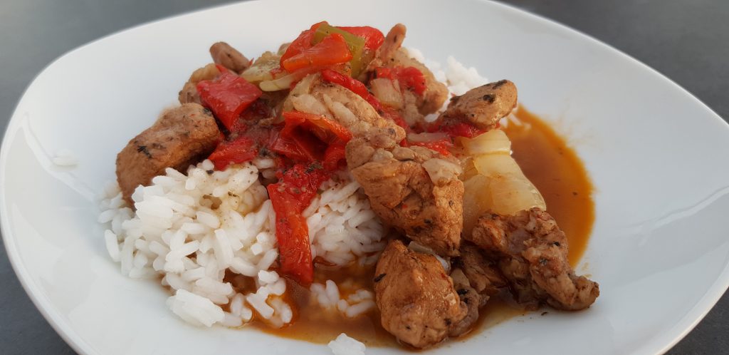 Kreolisches Kachelfleisch mit Reis
